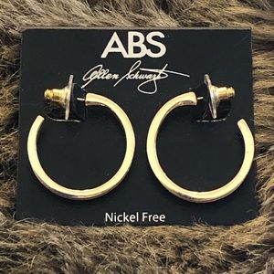 ABS Allen Schwartz gold sparkle hoop earrings NWT